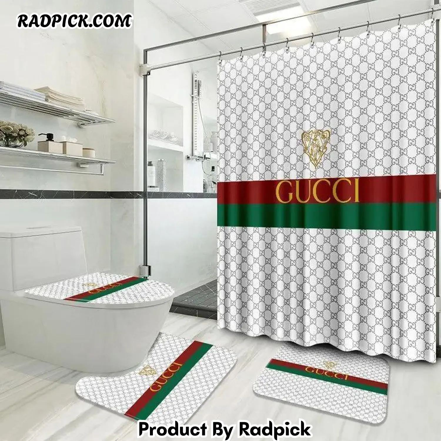 Gucci bathroom set luxury shower curtain waterproof luxury brand with logo gucci 29 172 bathroom set rp387797
